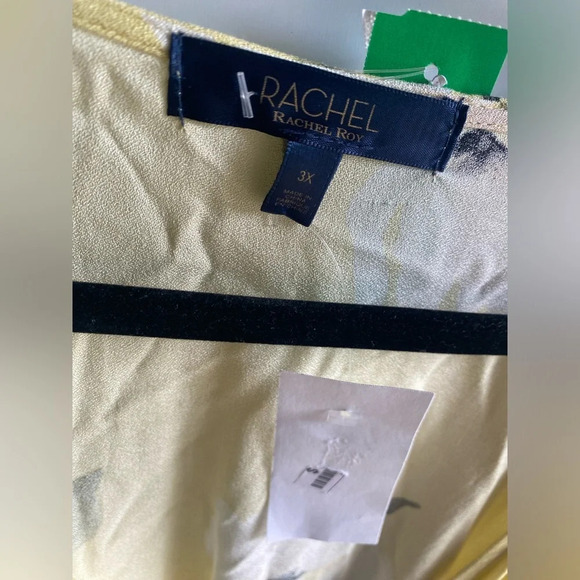 RACHEL Rachel Roy Yellow Floral Wrapped Midi Dress Size 3X Summer Spring - Picture 3 of 7